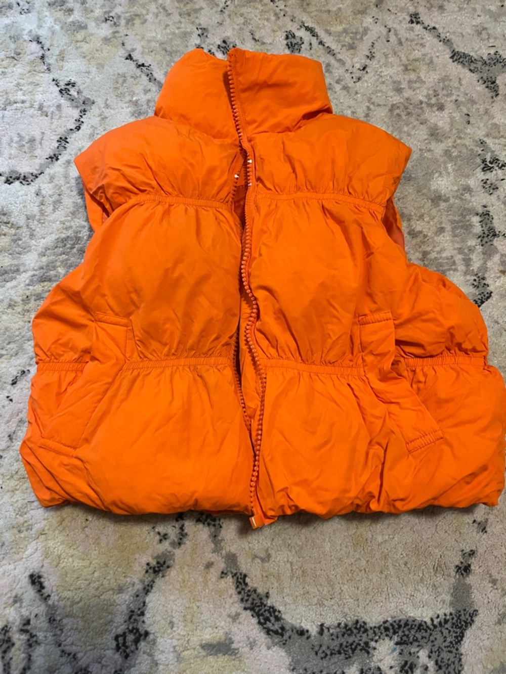Kids Orange Puffer Vest - Lightweight Warmth